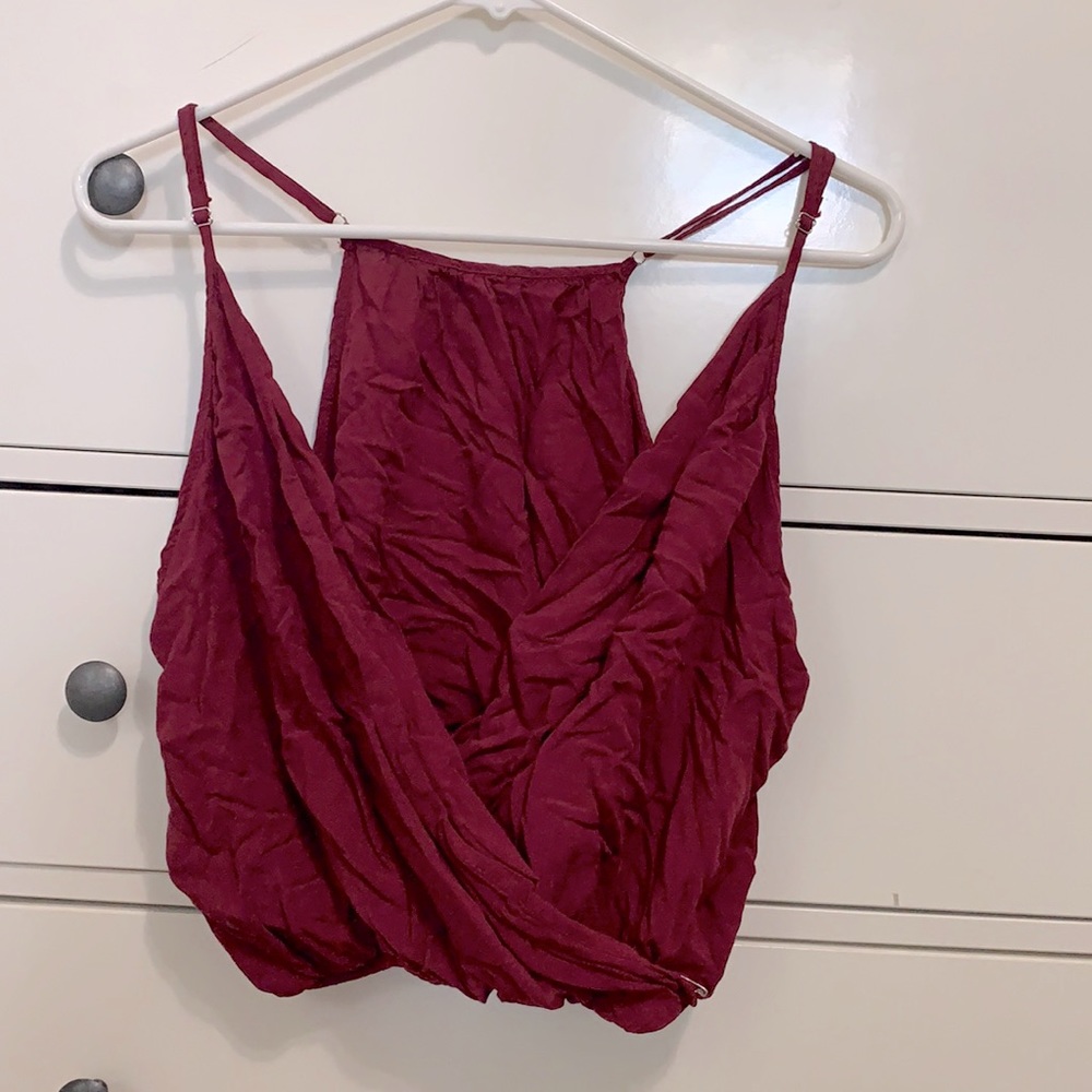 Maroon ruffled crop top